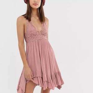 Free People Pink Lace Mini Dress